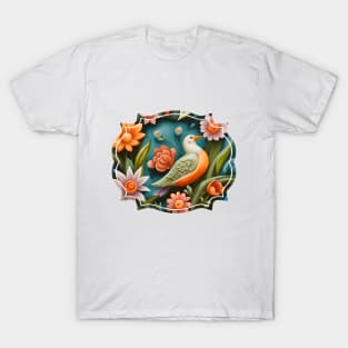 Bird floral mural T-Shirt